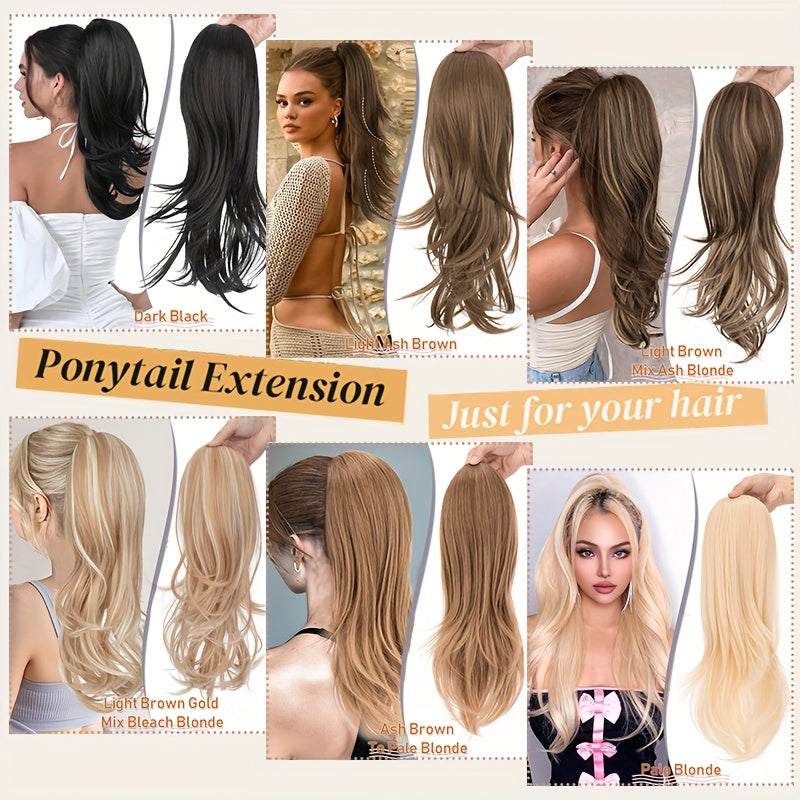 Luxurious 55.88cm Fluffy Layered Ponytail Extension - Extra Thick Straight Clip-In Hairpiece for Women, Natural-Looking Drawstring Design, Perfect for Daily Wear & Parties, Party Hair Accessory | Voluminous Hair Extension | Glossy Finish, Hair Accessories