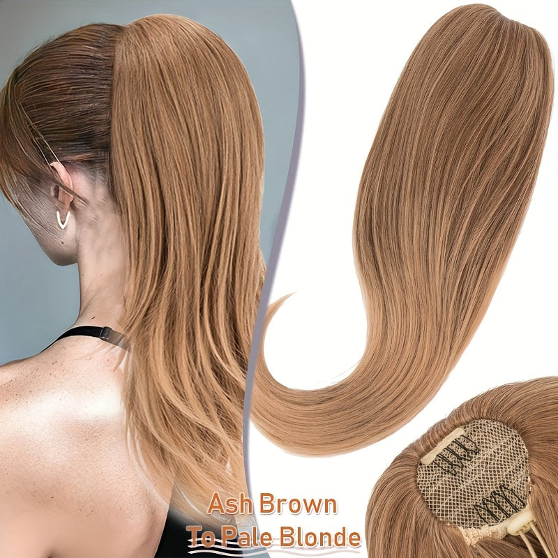 Luxurious 55.88cm Fluffy Layered Ponytail Extension - Extra Thick Straight Clip-In Hairpiece for Women, Natural-Looking Drawstring Design, Perfect for Daily Wear & Parties, Party Hair Accessory | Voluminous Hair Extension | Glossy Finish, Hair Accessories