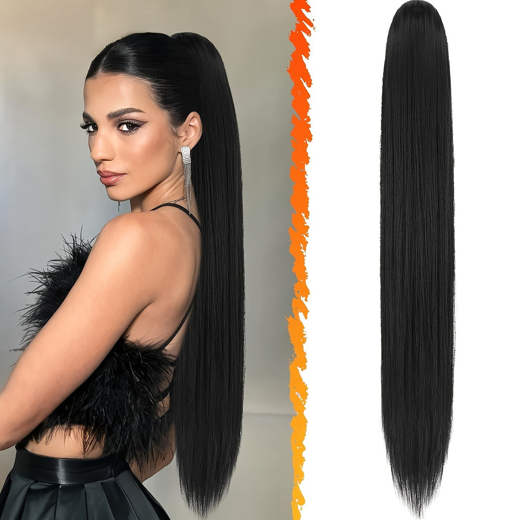 BARSDAR Brown Ponytail Extension, 76.2 cm Long Straight Drawstring Ponytail Hair Extensions Synthetic Clip In Pony Tails Hairpieces Fake Straight Ponytail For Women Girls Daily