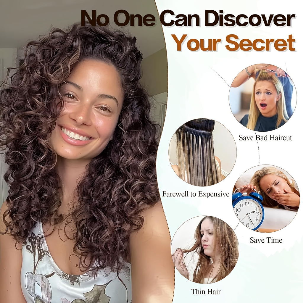 [Elegant Hair Extensions] 4pcs 12 Inch Clip-In Short Curly Hair Extensions | Heat-Resistant, Easy Maintenance, Adds Volume & Length, Invisible Lace Weft Hairpieces for Women, Secure Fit, Elegant Hairpiece, Perfect for Everyday Style