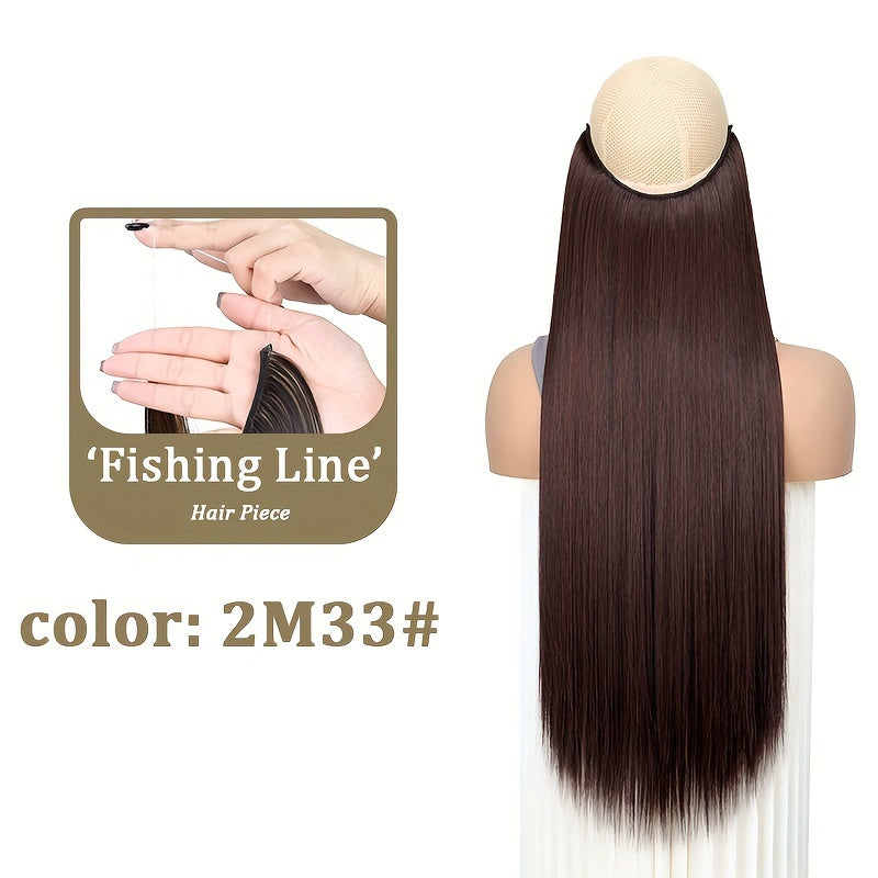 Invisible Synthetic Fishing Line Hair Extensions - Long, Straight Wig Piece for Women, Multi-Color Options (Blonde, Dark Blonde, Light Brown, Medium Brown, Dark Brown, Black), Perfect for Daily and Party Wear, Wig Accessories