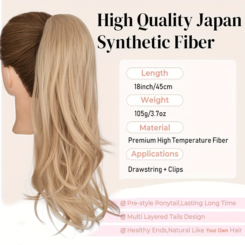 Luxurious 55.88cm Fluffy Layered Ponytail Extension - Extra Thick Straight Clip-In Hairpiece for Women, Natural-Looking Drawstring Design, Perfect for Daily Wear & Parties, Party Hair Accessory | Voluminous Hair Extension | Glossy Finish, Hair Accessories