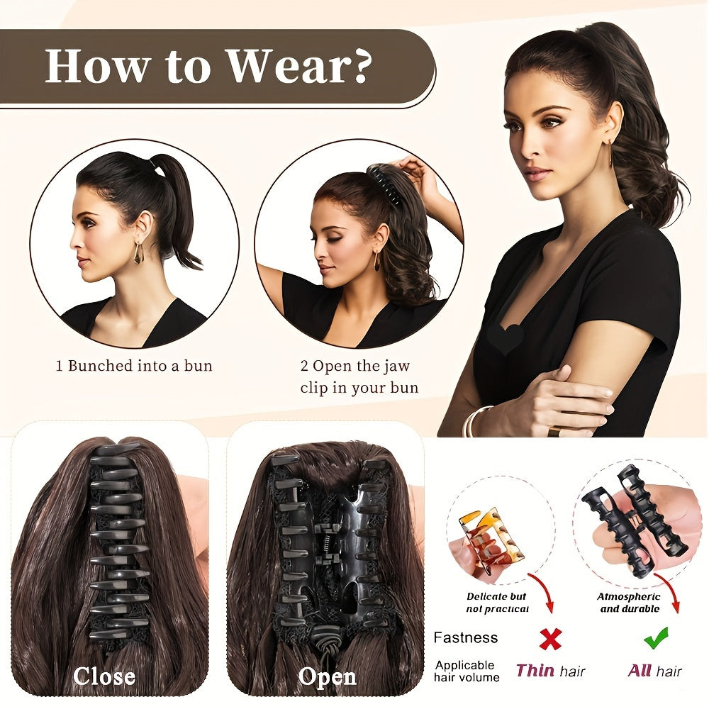 Synthetic Hair Extension Clip For Ponytail With 14-inch Short Wavy Curls For Women