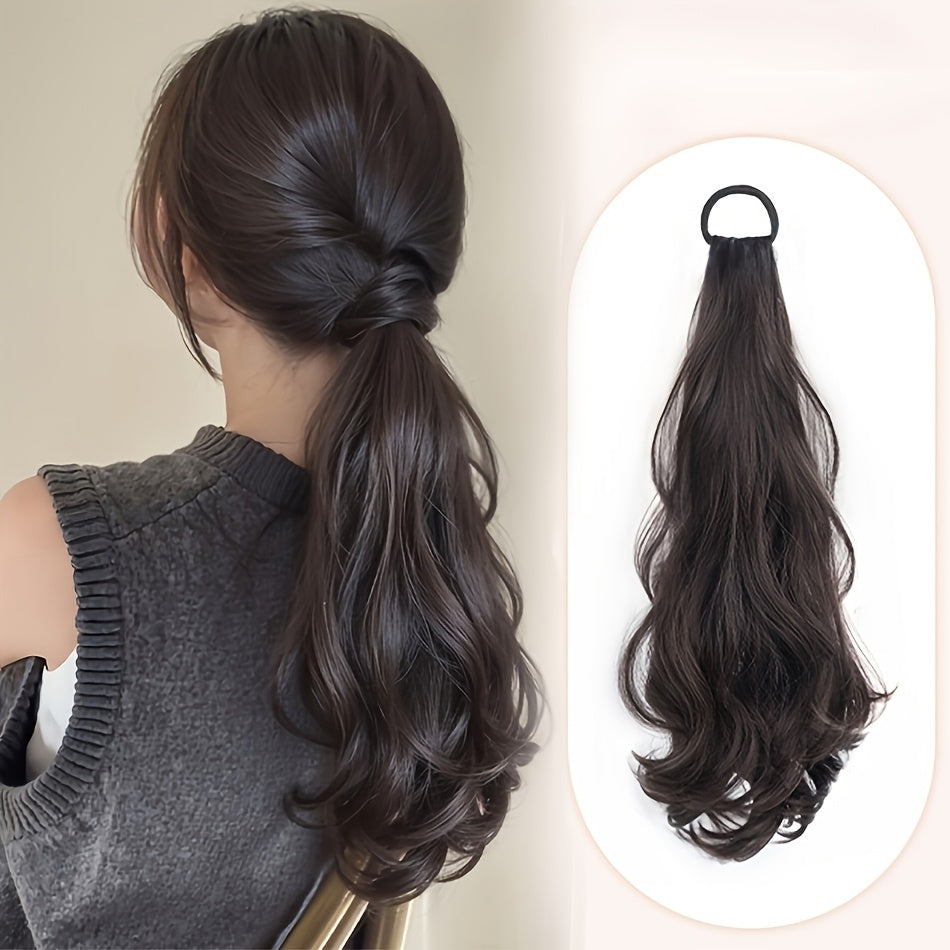 50.8cm Elegant Loose Wave Synthetic Ponytail Hair Extension - Heat Resistant Fiber, Non-Slip Rubber Band, Low Tie Accessory for Women, Natural Layered Ponytail Look, Suitable for All Ethnicities, Ponytail Hair Extension