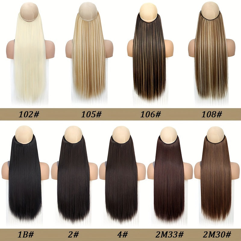 Invisible Synthetic Fishing Line Hair Extensions - Long, Straight Wig Piece for Women, Multi-Color Options (Blonde, Dark Blonde, Light Brown, Medium Brown, Dark Brown, Black), Perfect for Daily and Party Wear, Wig Accessories
