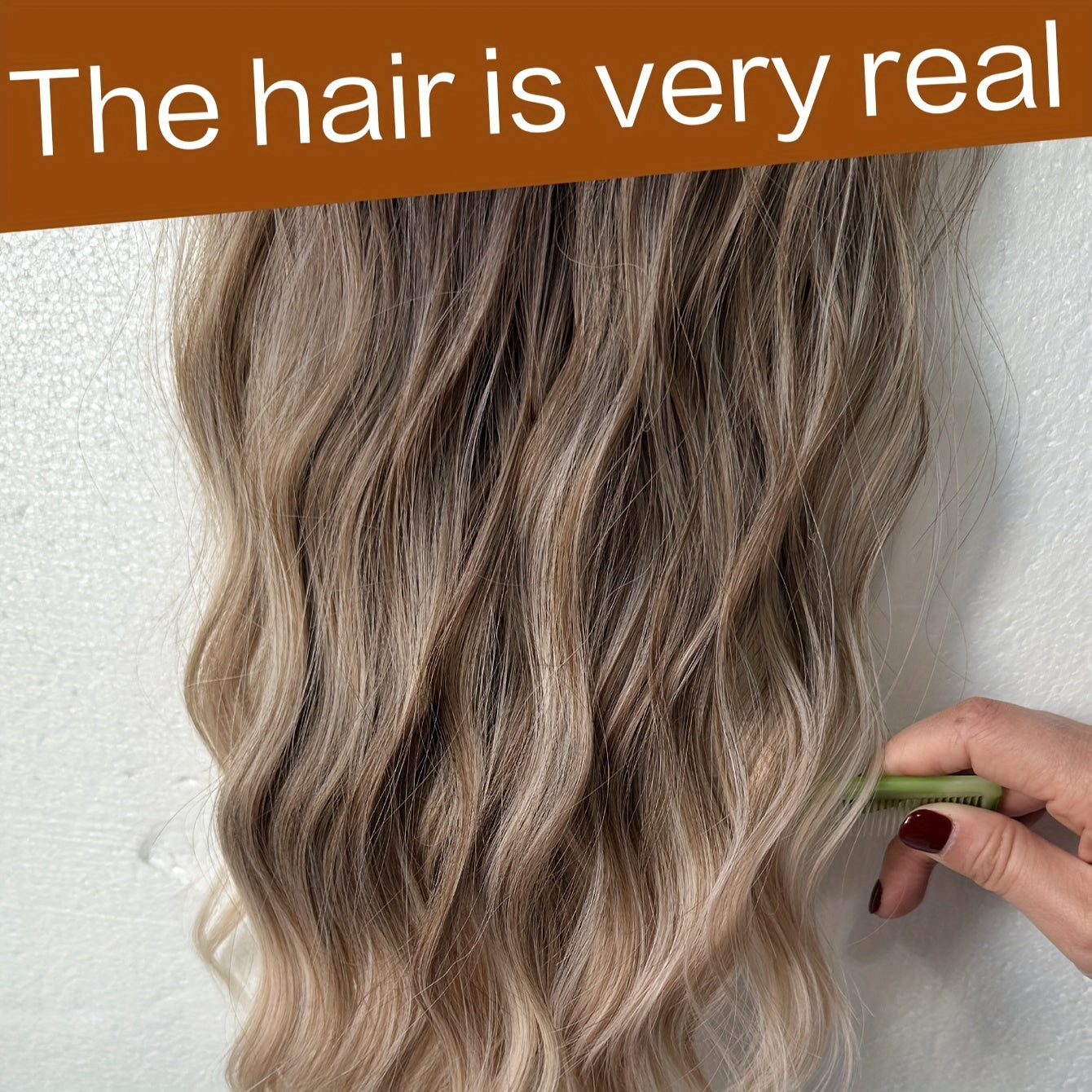 YUSULAXI 22 Inch Long Wavy Clip-In Synthetic Hair Extensions | Gradient Blonde to Brown | Versatile & Natural-Looking for All Genders and Ethnicities