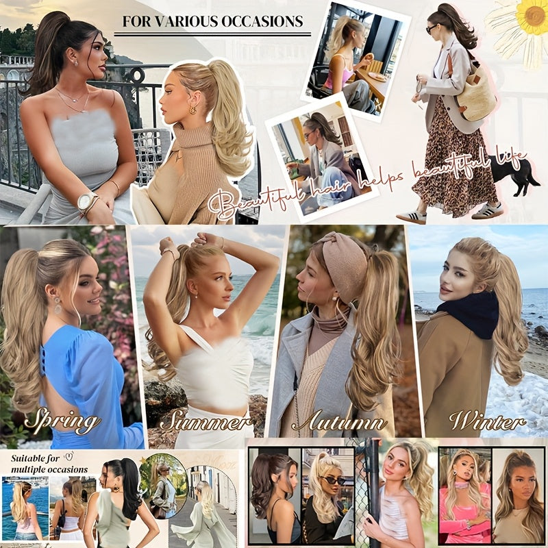 Luxurious 55.88cm Fluffy Layered Ponytail Extension - Extra Thick Straight Clip-In Hairpiece for Women, Natural-Looking Drawstring Design, Perfect for Daily Wear & Parties, Party Hair Accessory | Voluminous Hair Extension | Glossy Finish, Hair Accessories