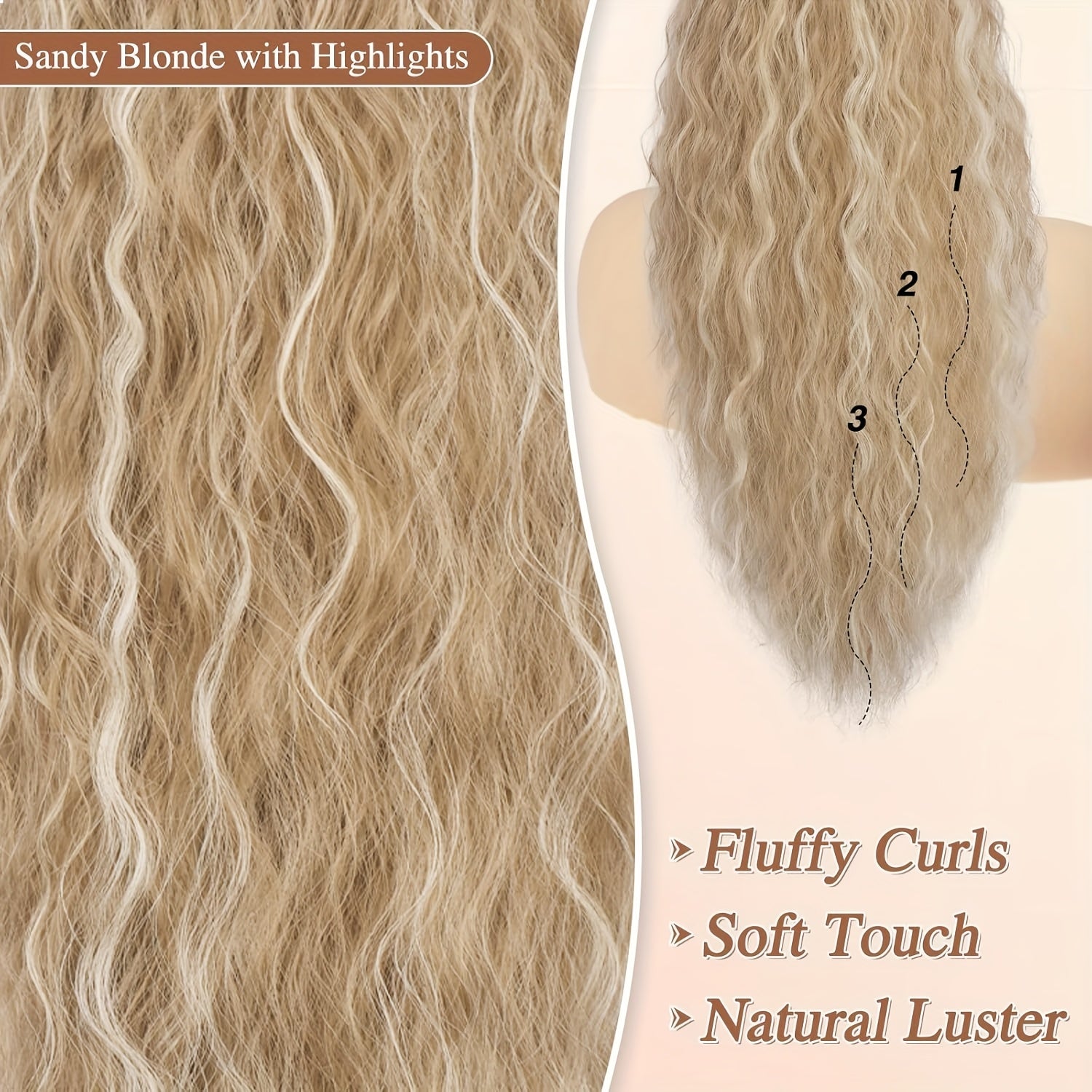BARSDAR Curly Wavy Drawstring Ponytail Extension 55.88 cm Synthetic Comb Clip in Ponytails Hairpiece for Women Voluminous Natural Looking Ponytail Hair Extensions Fake Ponytails