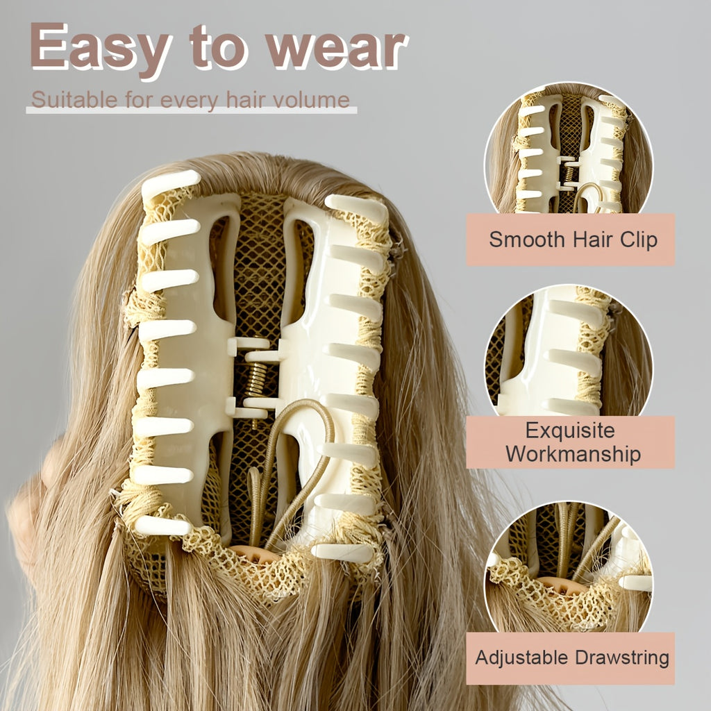 Claw ponytail extension hair Blonde 71.12 cm long water wave heat-resistant fiber synthetic ponytail suitable for Women's daily use