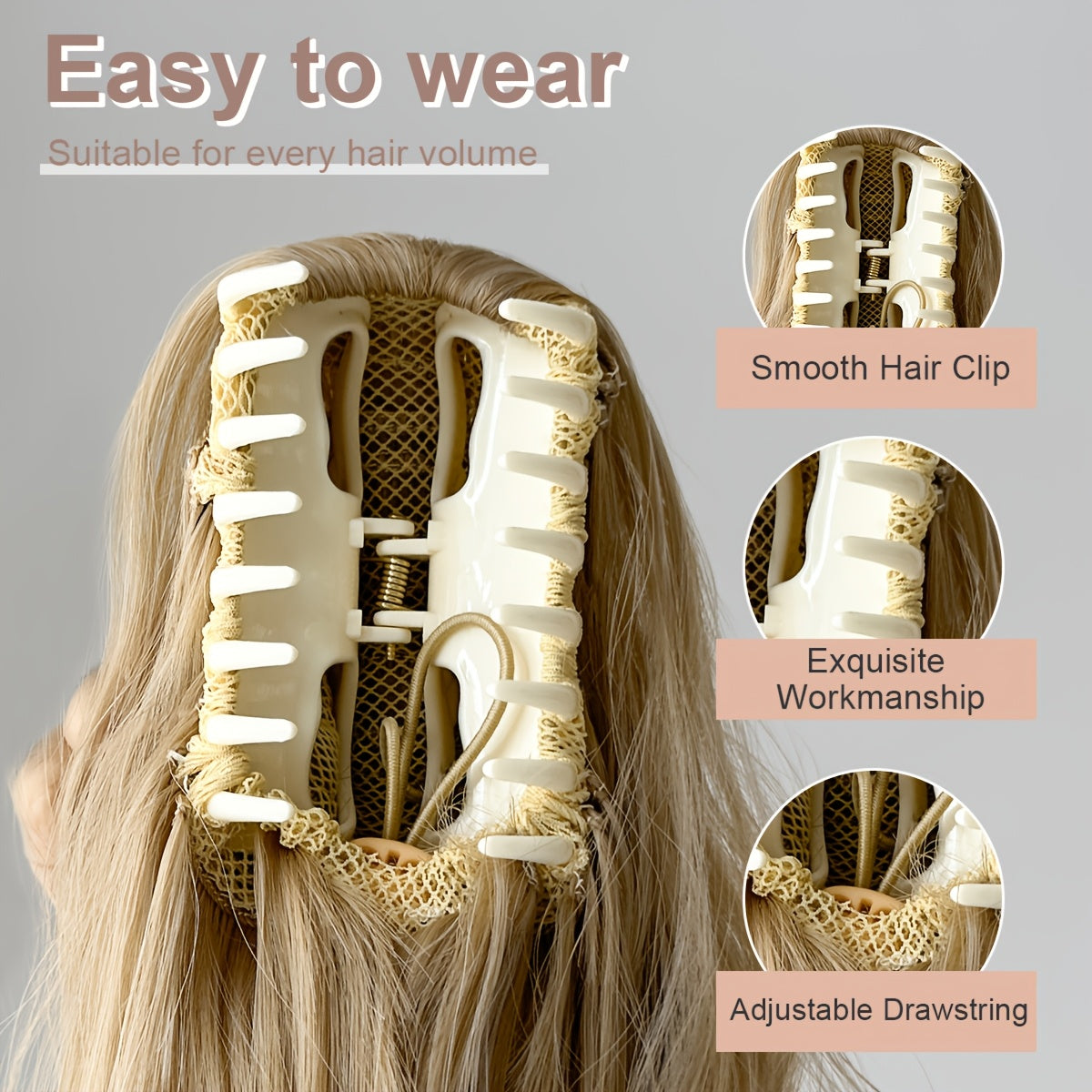 [Blonde Ponytail Extension] 28 inch Long Heat-Resistant Water Wave Blonde Claw Ponytail Extension Hair Synthetic Ponytail for Women's Daily Use