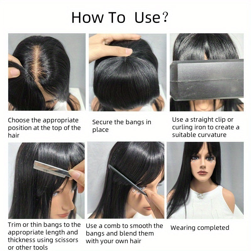 Bangs Hair Clip for Women-Straight Hair Clip In Bangs with Sideburns and No Sideburns Mixed Packaging 100% Human Hair Piece