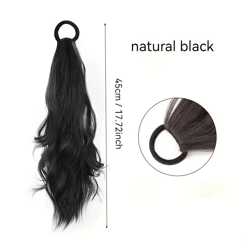 50.8cm Elegant Loose Wave Synthetic Ponytail Hair Extension - Heat Resistant Fiber, Non-Slip Rubber Band, Low Tie Accessory for Women, Natural Layered Ponytail Look, Suitable for All Ethnicities, Ponytail Hair Extension