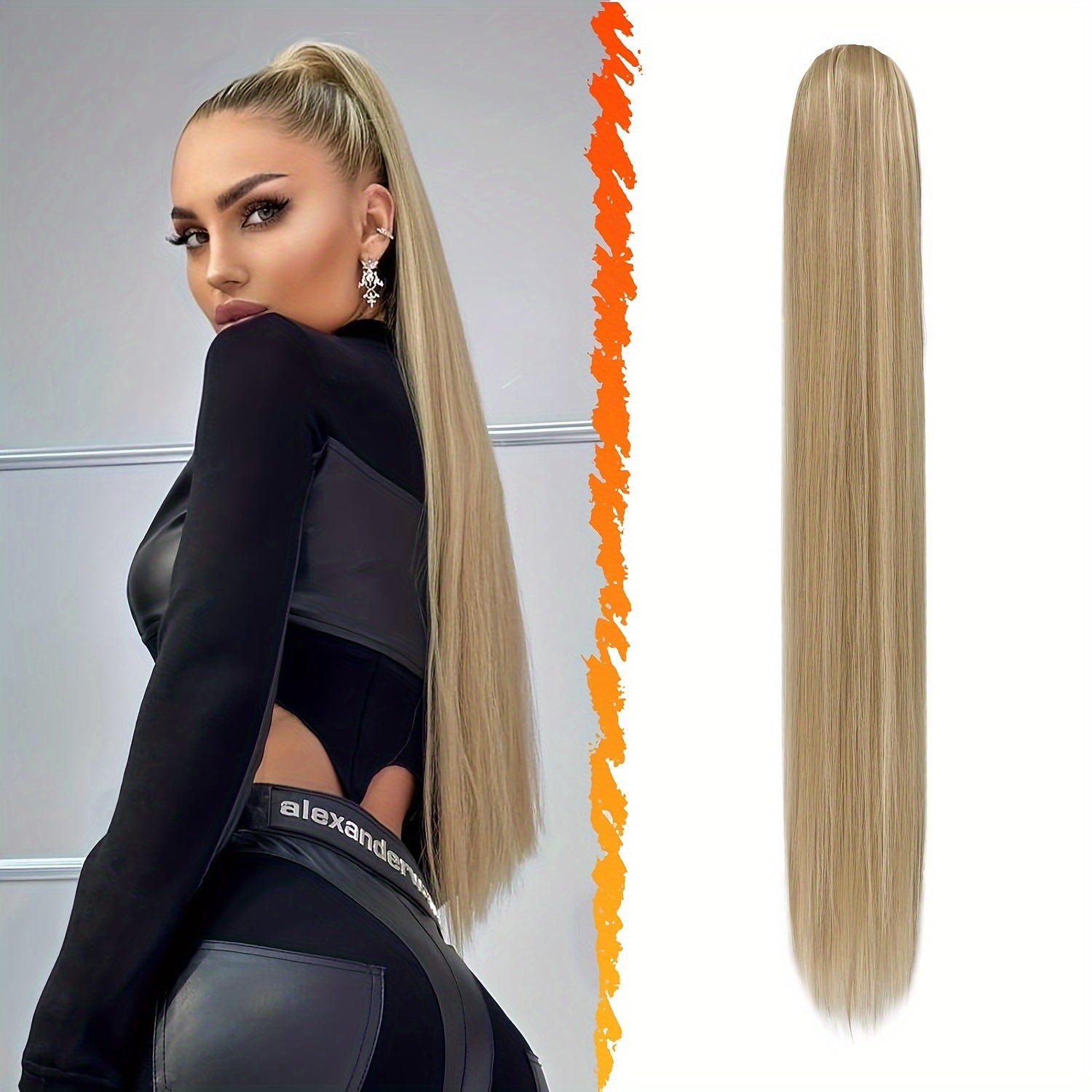 BARSDAR Brown Ponytail Extension, 76.2 cm Long Straight Drawstring Ponytail Hair Extensions Synthetic Clip In Pony Tails Hairpieces Fake Straight Ponytail For Women Girls Daily