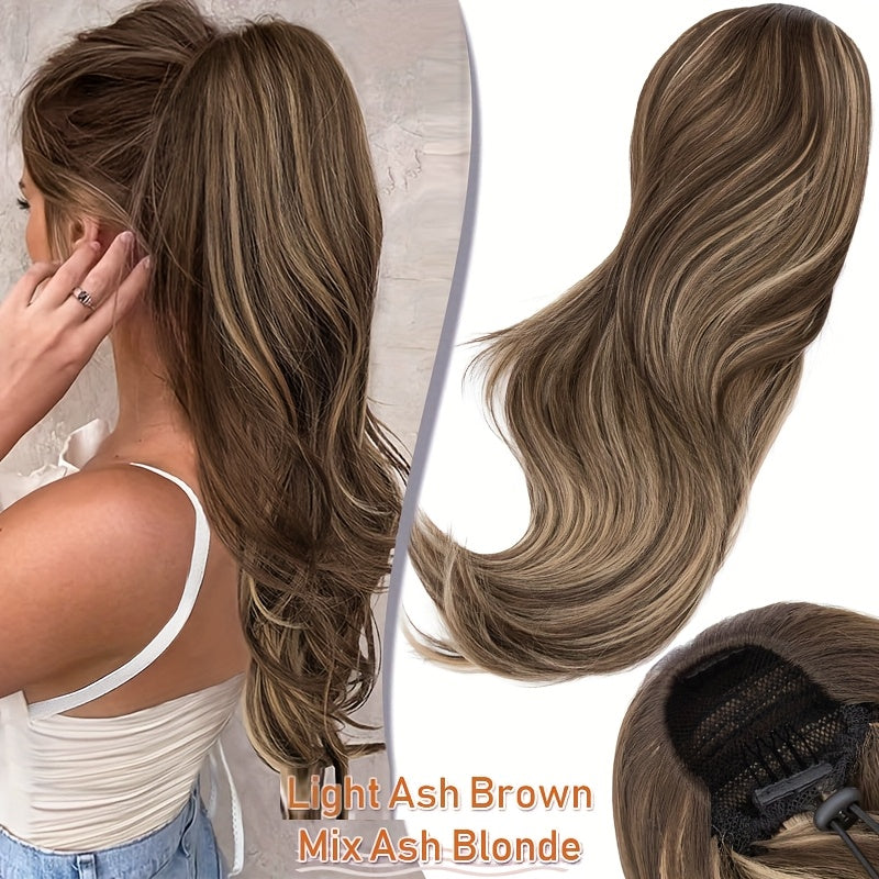 Luxurious 55.88cm Fluffy Layered Ponytail Extension - Extra Thick Straight Clip-In Hairpiece for Women, Natural-Looking Drawstring Design, Perfect for Daily Wear & Parties, Party Hair Accessory | Voluminous Hair Extension | Glossy Finish, Hair Accessories