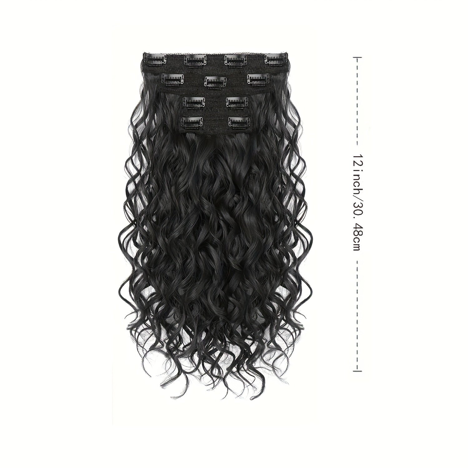 [Elegant Hair Extensions] 4pcs 12 Inch Clip-In Short Curly Hair Extensions | Heat-Resistant, Easy Maintenance, Adds Volume & Length, Invisible Lace Weft Hairpieces for Women, Secure Fit, Elegant Hairpiece, Perfect for Everyday Style