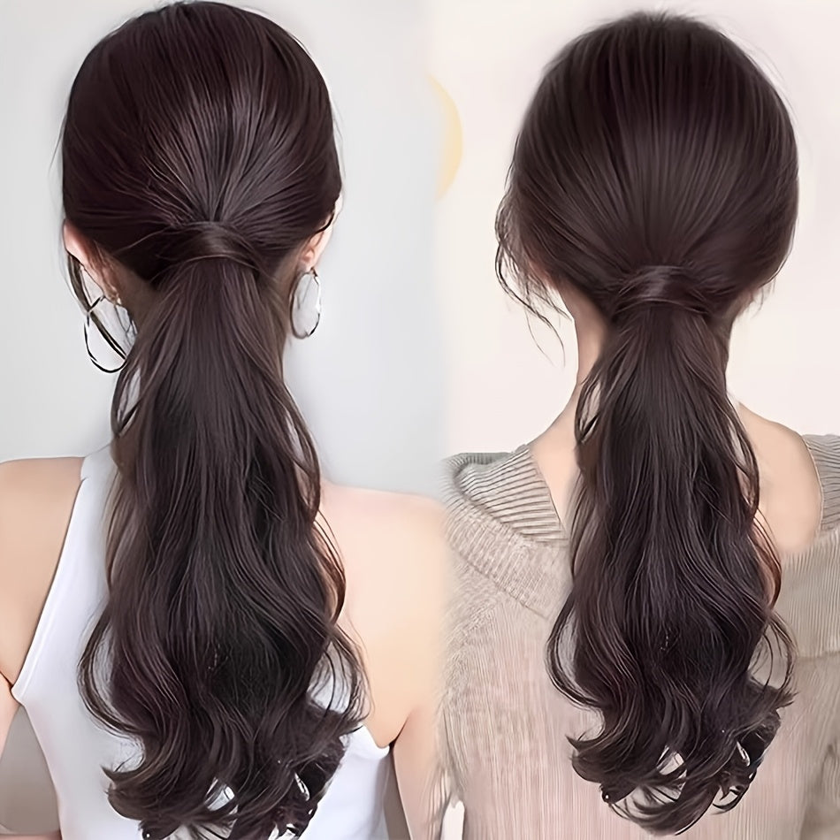 50.8cm Elegant Loose Wave Synthetic Ponytail Hair Extension - Heat Resistant Fiber, Non-Slip Rubber Band, Low Tie Accessory for Women, Natural Layered Ponytail Look, Suitable for All Ethnicities, Ponytail Hair Extension