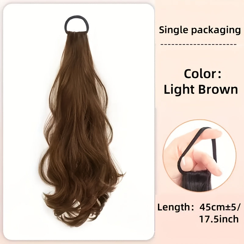 Temperament Big Wave Hair Bun Ponytail Wig, 18-inch Elegant Female Claw Clip Extension - High Temperature Synthetic Water Wave Wig-Suitable for All Hairstyles, Comfortable Fit and Easy to Wear, Daily Wig Use