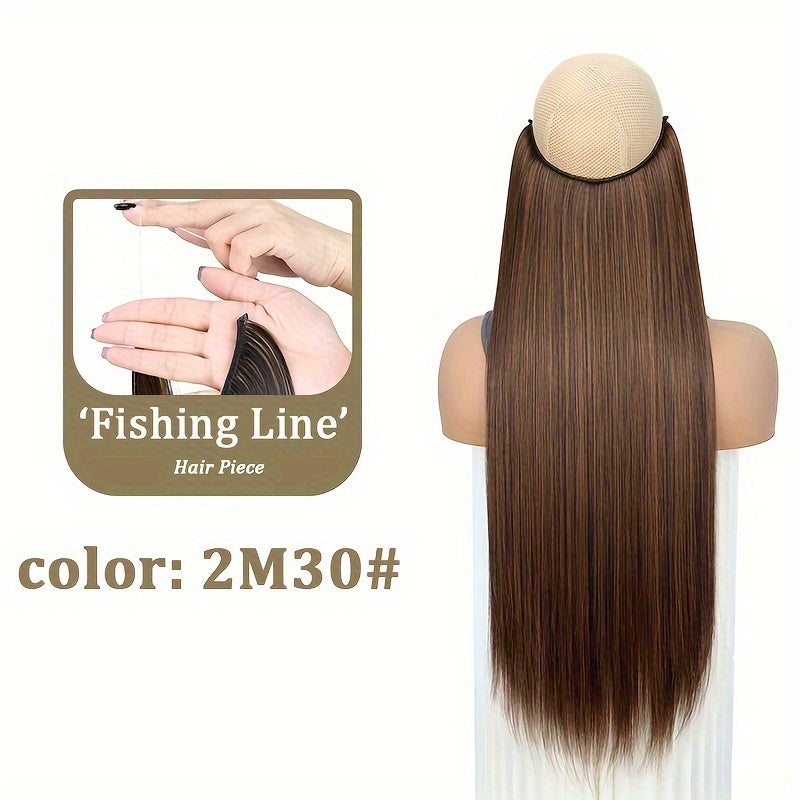 Invisible Synthetic Fishing Line Hair Extensions - Long, Straight Wig Piece for Women, Multi-Color Options (Blonde, Dark Blonde, Light Brown, Medium Brown, Dark Brown, Black), Perfect for Daily and Party Wear, Wig Accessories