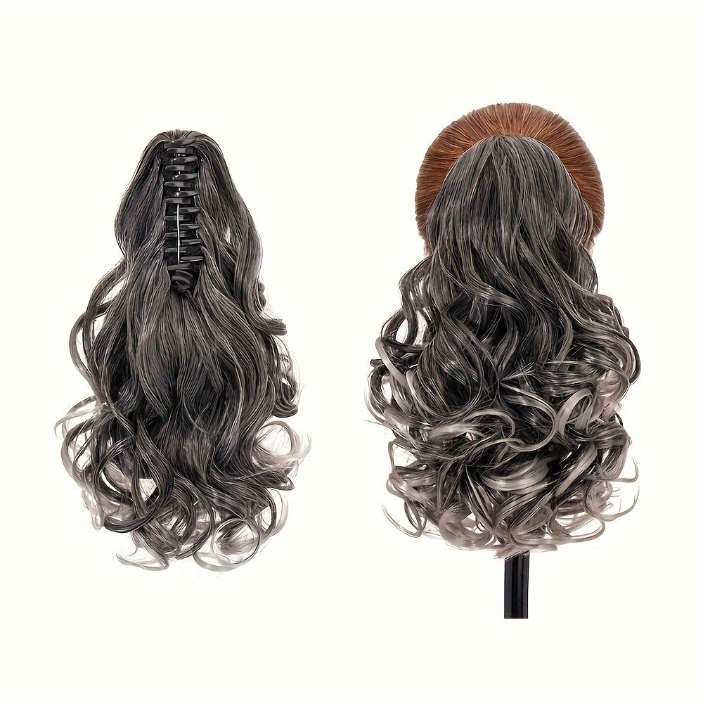 Synthetic Hair Extension Clip For Ponytail With 14-inch Short Wavy Curls For Women