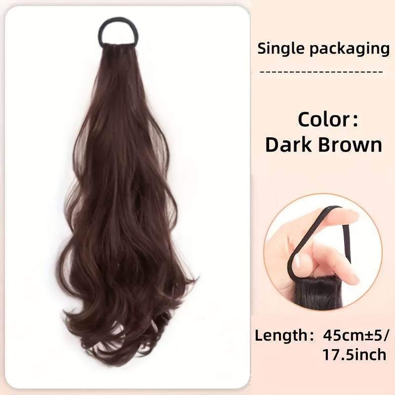 Temperament Big Wave Hair Bun Ponytail Wig, 18-inch Elegant Female Claw Clip Extension - High Temperature Synthetic Water Wave Wig-Suitable for All Hairstyles, Comfortable Fit and Easy to Wear, Daily Wig Use