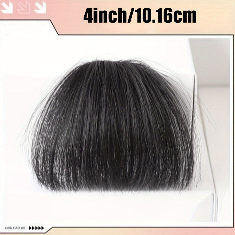 Clip-In Human Hair Straight Bangs Extension for Women - Elegant Daily Wear Hairpiece, Black, Easy to Use, Natural Look, Perfect for All Ethnicities, Daily Hair Styling | Sleek Straight Hair | Textured Hairpiece