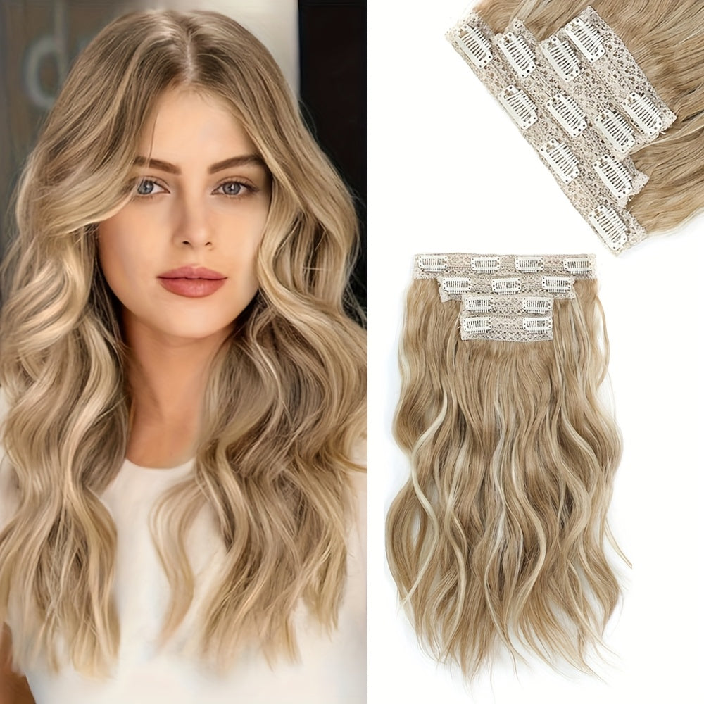 Clip in Hair Extensions for Women - 14" Short Curly Wavy Hair Extensions - 4pcs Invisible Lace Weft, Natural Soft Hairpieces for Daily Party