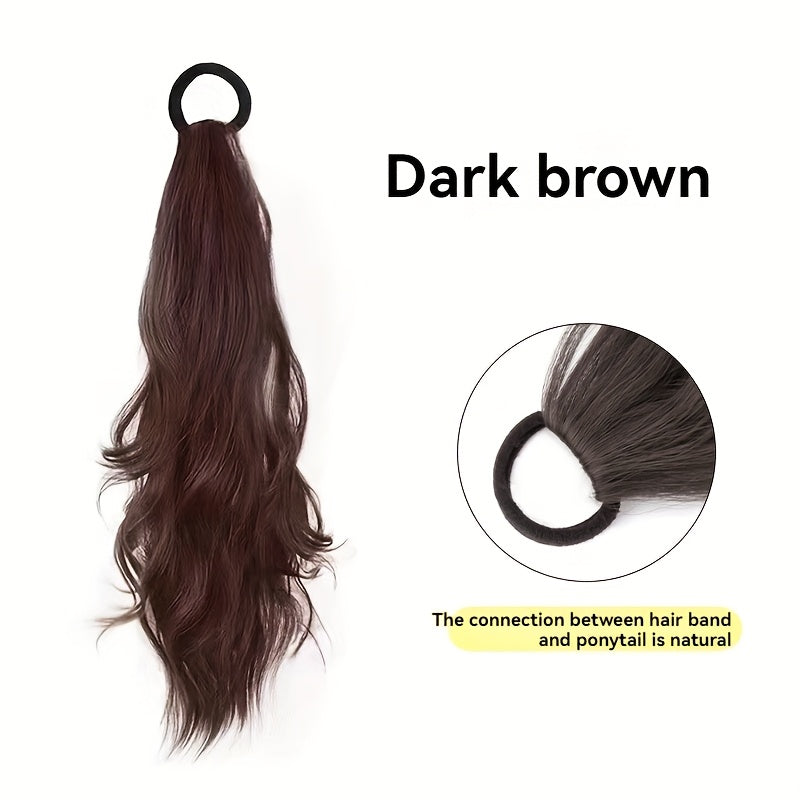 50.8cm Elegant Loose Wave Synthetic Ponytail Hair Extension - Heat Resistant Fiber, Non-Slip Rubber Band, Low Tie Accessory for Women, Natural Layered Ponytail Look, Suitable for All Ethnicities, Ponytail Hair Extension