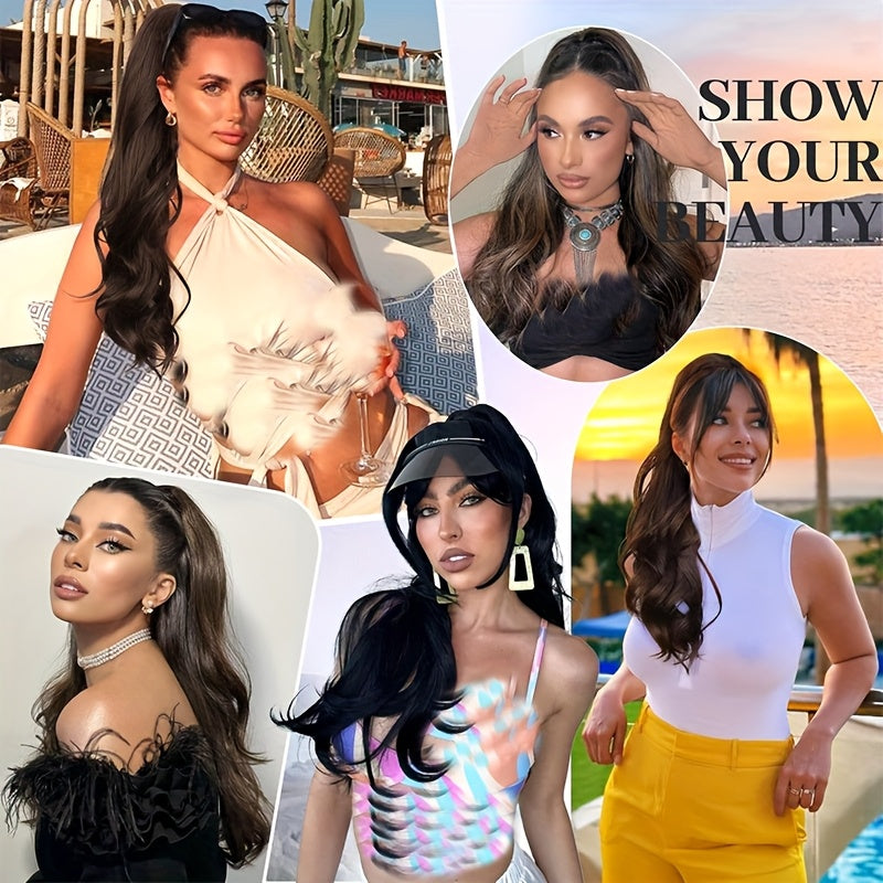Luxurious 55.88cm Fluffy Layered Ponytail Extension - Extra Thick Straight Clip-In Hairpiece for Women, Natural-Looking Drawstring Design, Perfect for Daily Wear & Parties, Party Hair Accessory | Voluminous Hair Extension | Glossy Finish, Hair Accessories