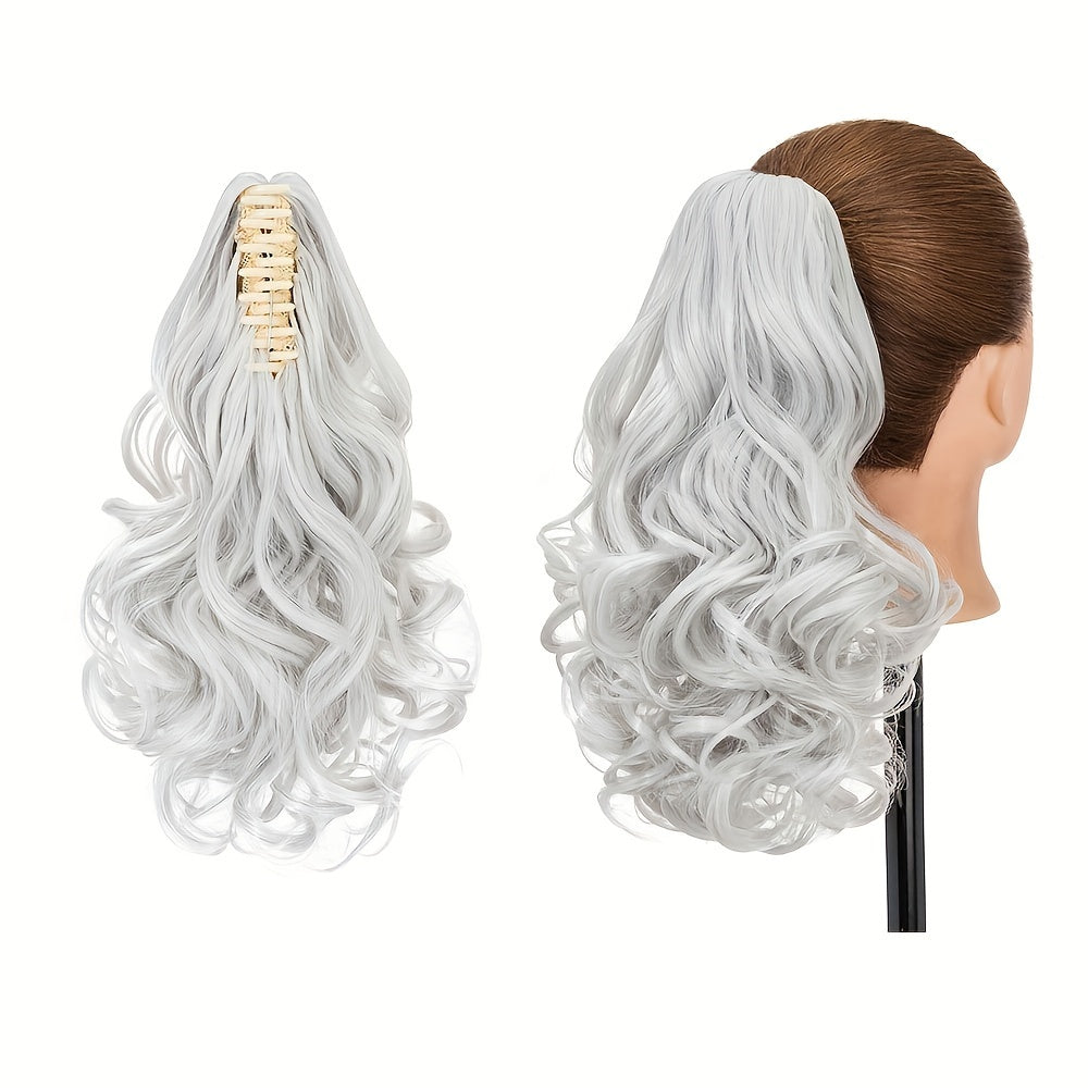Synthetic Hair Extension Clip For Ponytail With 14-inch Short Wavy Curls For Women