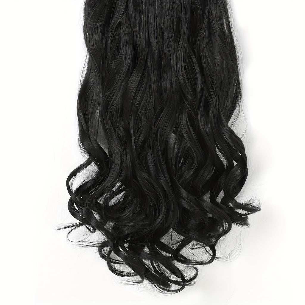 YUSULAXI 22 Inch Long Wavy Clip-In Synthetic Hair Extensions | Gradient Blonde to Brown | Versatile & Natural-Looking for All Genders and Ethnicities
