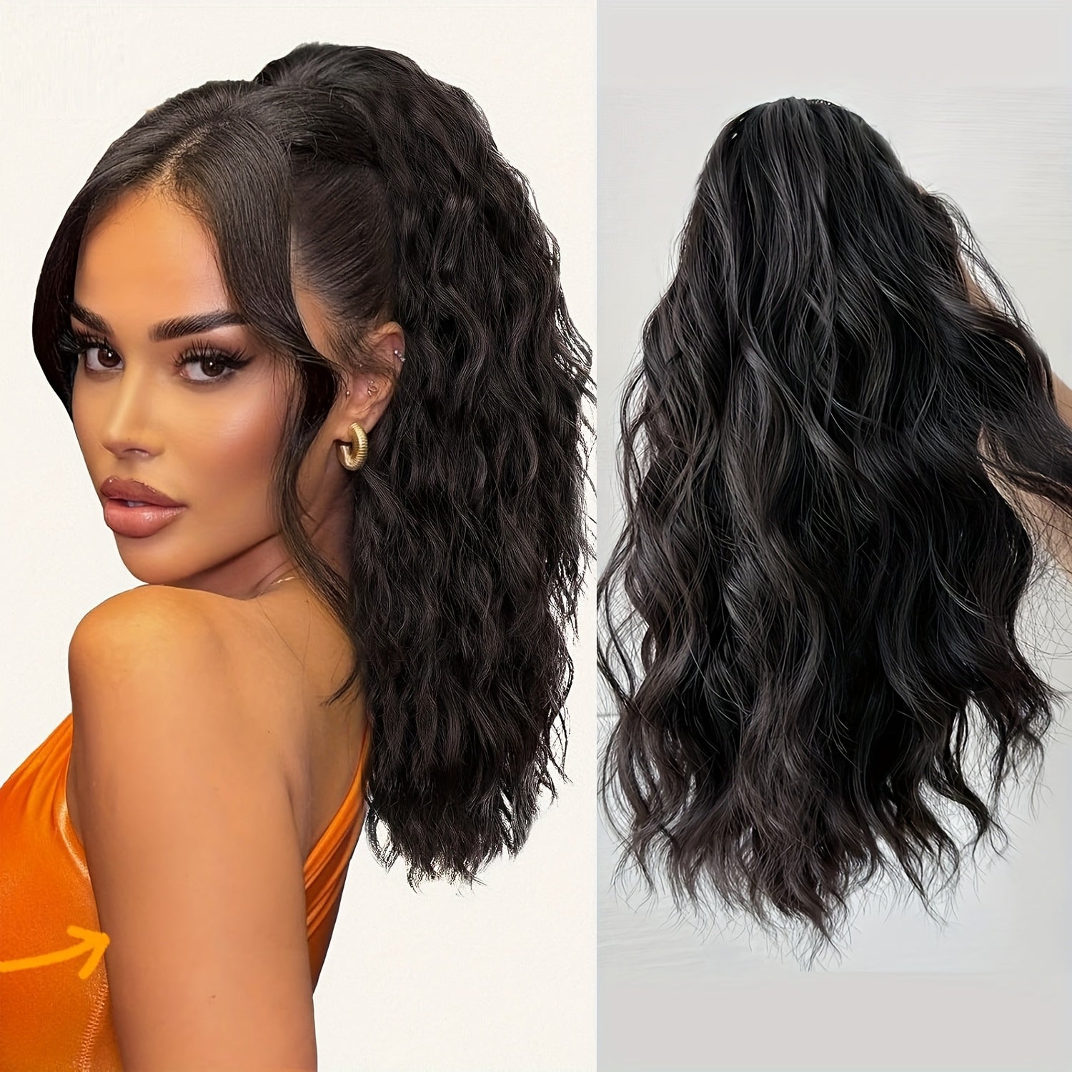 Ombre Color Claw Ponytail Extension Hair Accessories 35.56 cm Long Wave Heat Resistant Fiber Synthetic Ponytail Hairpiece for Women Daily Used