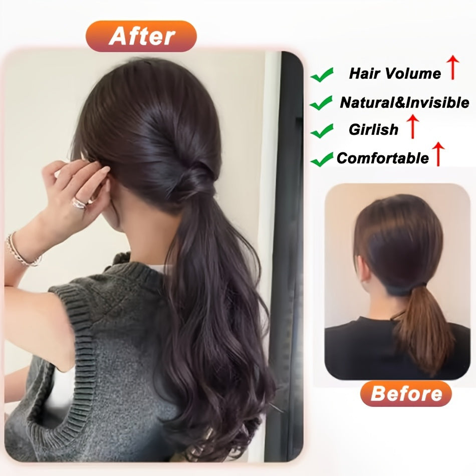 50.8cm Elegant Loose Wave Synthetic Ponytail Hair Extension - Heat Resistant Fiber, Non-Slip Rubber Band, Low Tie Accessory for Women, Natural Layered Ponytail Look, Suitable for All Ethnicities, Ponytail Hair Extension