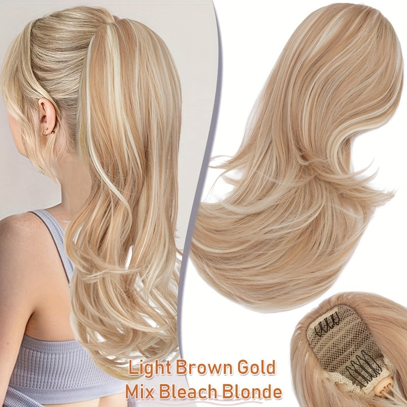 Luxurious 55.88cm Fluffy Layered Ponytail Extension - Extra Thick Straight Clip-In Hairpiece for Women, Natural-Looking Drawstring Design, Perfect for Daily Wear & Parties, Party Hair Accessory | Voluminous Hair Extension | Glossy Finish, Hair Accessories