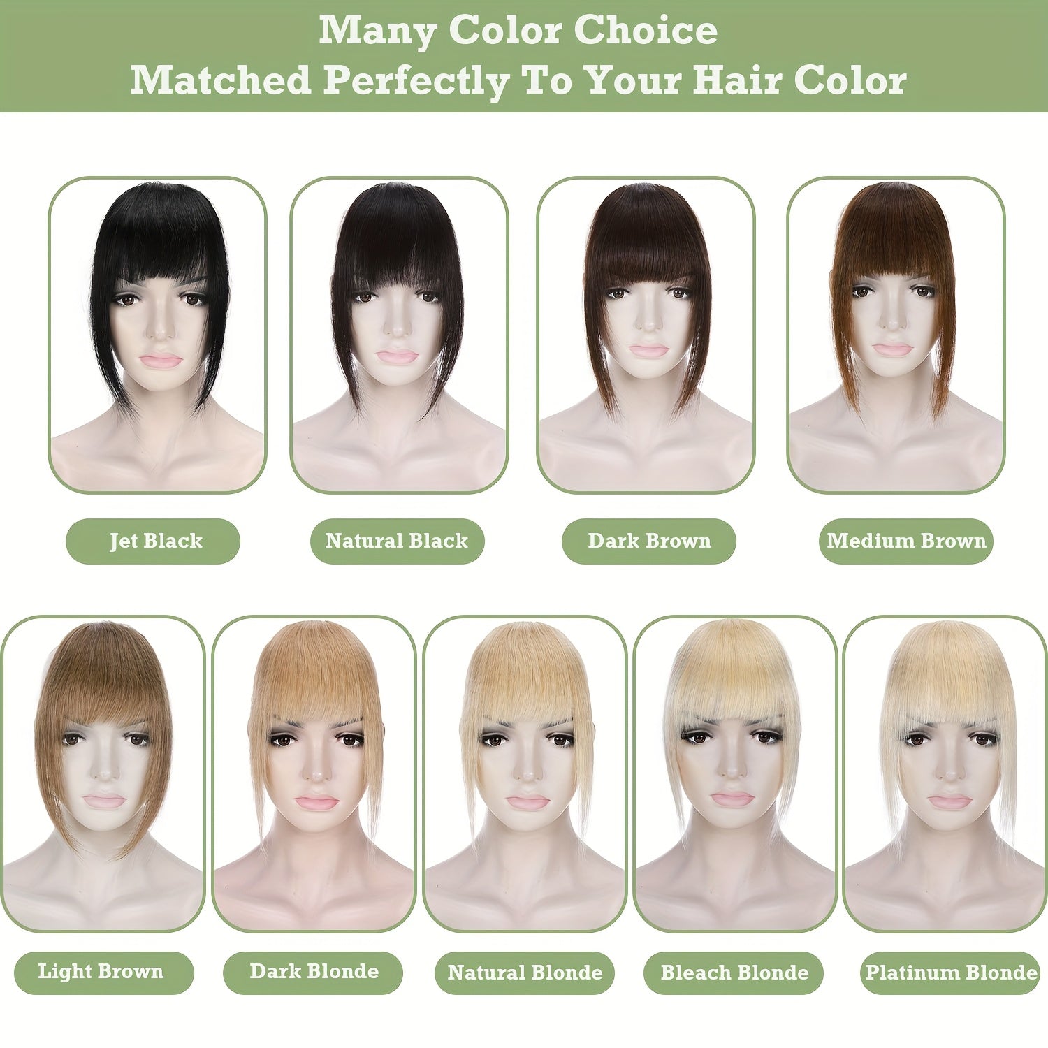 Real Human Hair Clip-In Fringe Bangs with Temples - 100% Real Human Hair Straight Hairpiece for Women, Elegant Style for Wedding, Party, Daily Use & Halloween/Christmas Hair, Cute Hair Accessories, Party Hairpiece, Natural Look Hairpiece