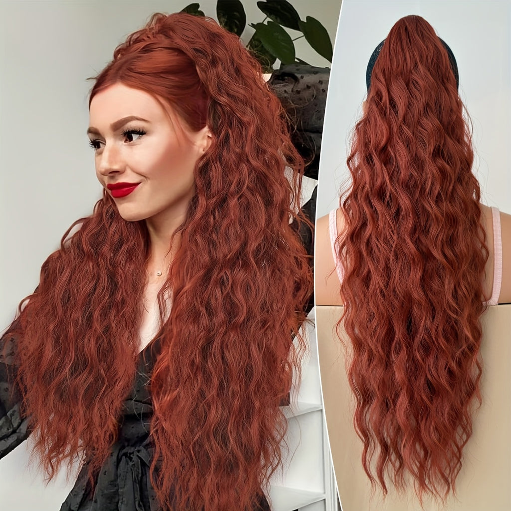 Claw ponytail extension hair Blonde 71.12 cm long water wave heat-resistant fiber synthetic ponytail suitable for Women's daily use