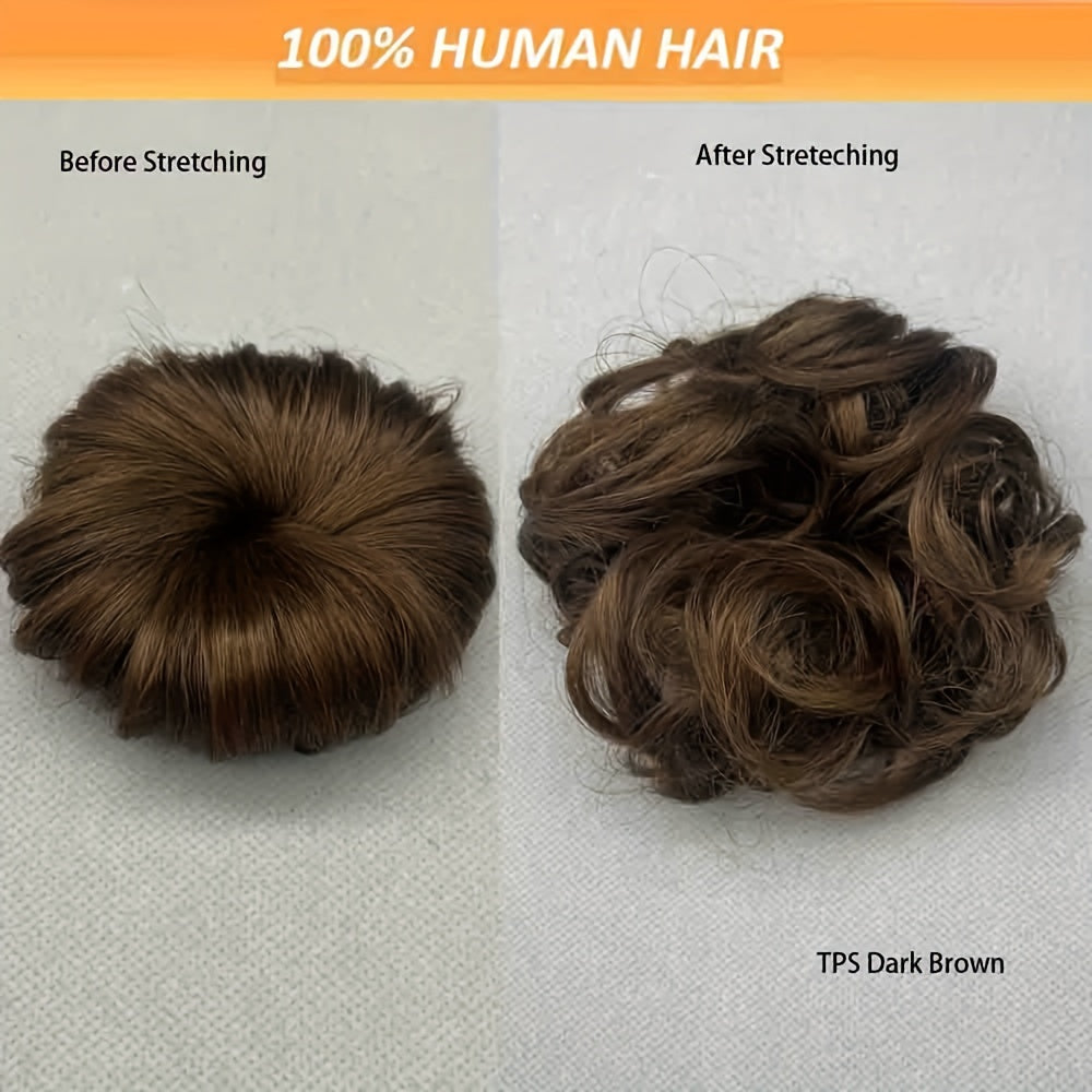 [Human Hair | Curly Bun] 100% Human Hair Curly Messy Bun | 6inch/16cm 35gram(1.23oz) Updo Donut Chignons Hair Piece European Wavy Buns scrunchies with human hair, human hair buns, ponytail extensions for Women Formal Every Day