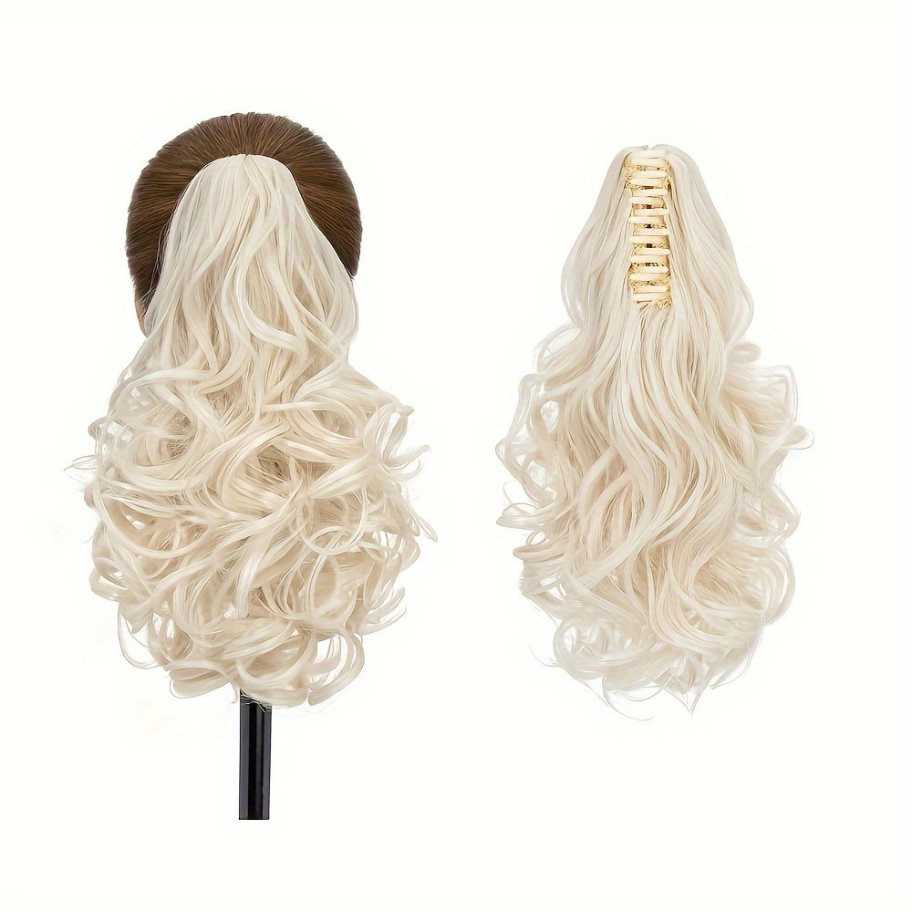 Synthetic Hair Extension Clip For Ponytail With 14-inch Short Wavy Curls For Women