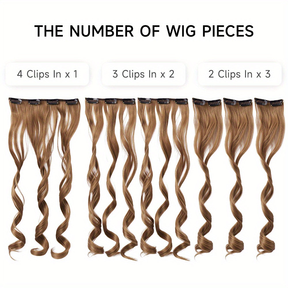 Removable Hair Topper, Hair Topper for Women, Hair Extensions Clip in 6pcs/ 7pcs Brown Hair Extension Long Wavy Full Head Clip in Hair Extension Hair Pieces for Women, Blonde Hair Topper, Wig Tools