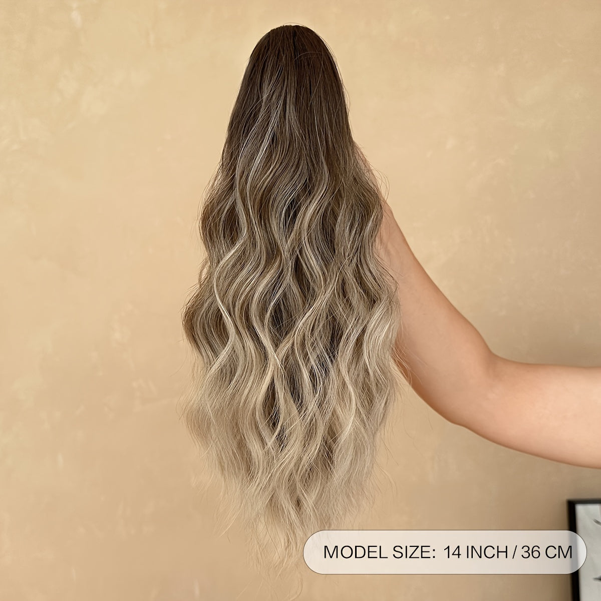 Ombre Color Claw Ponytail Extension Hair Accessories 35.56 cm Long Wave Heat Resistant Fiber Synthetic Ponytail Hairpiece for Women Daily Used