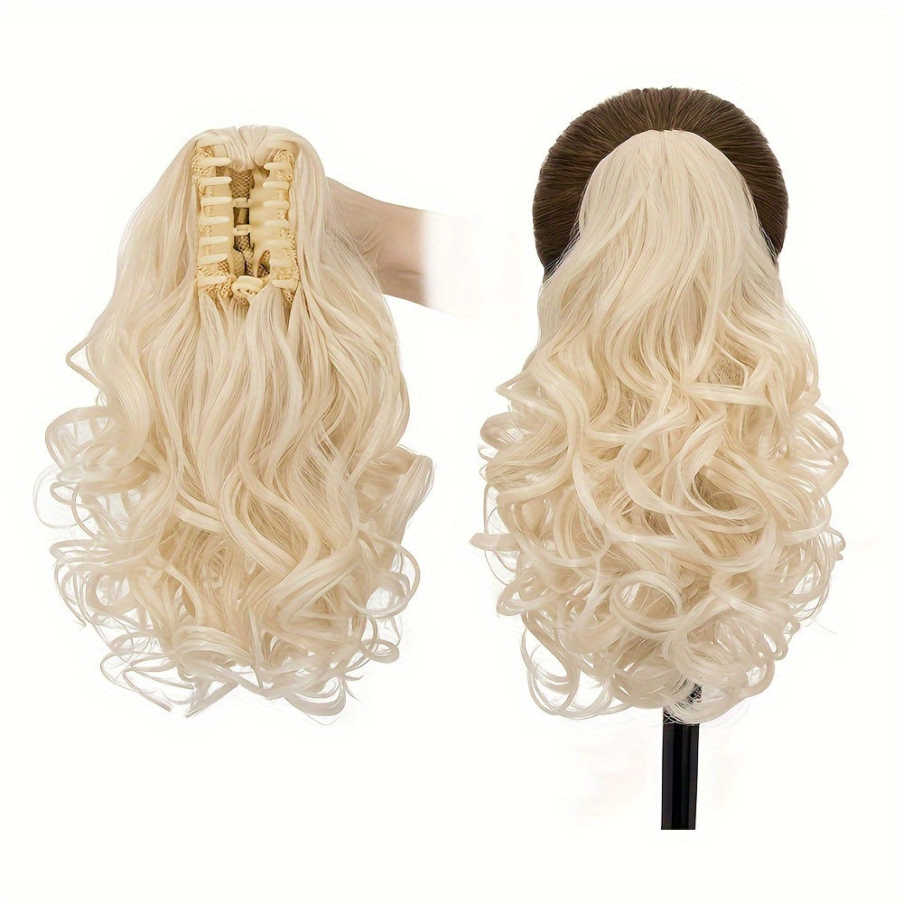 Synthetic Hair Extension Clip For Ponytail With 14-inch Short Wavy Curls For Women