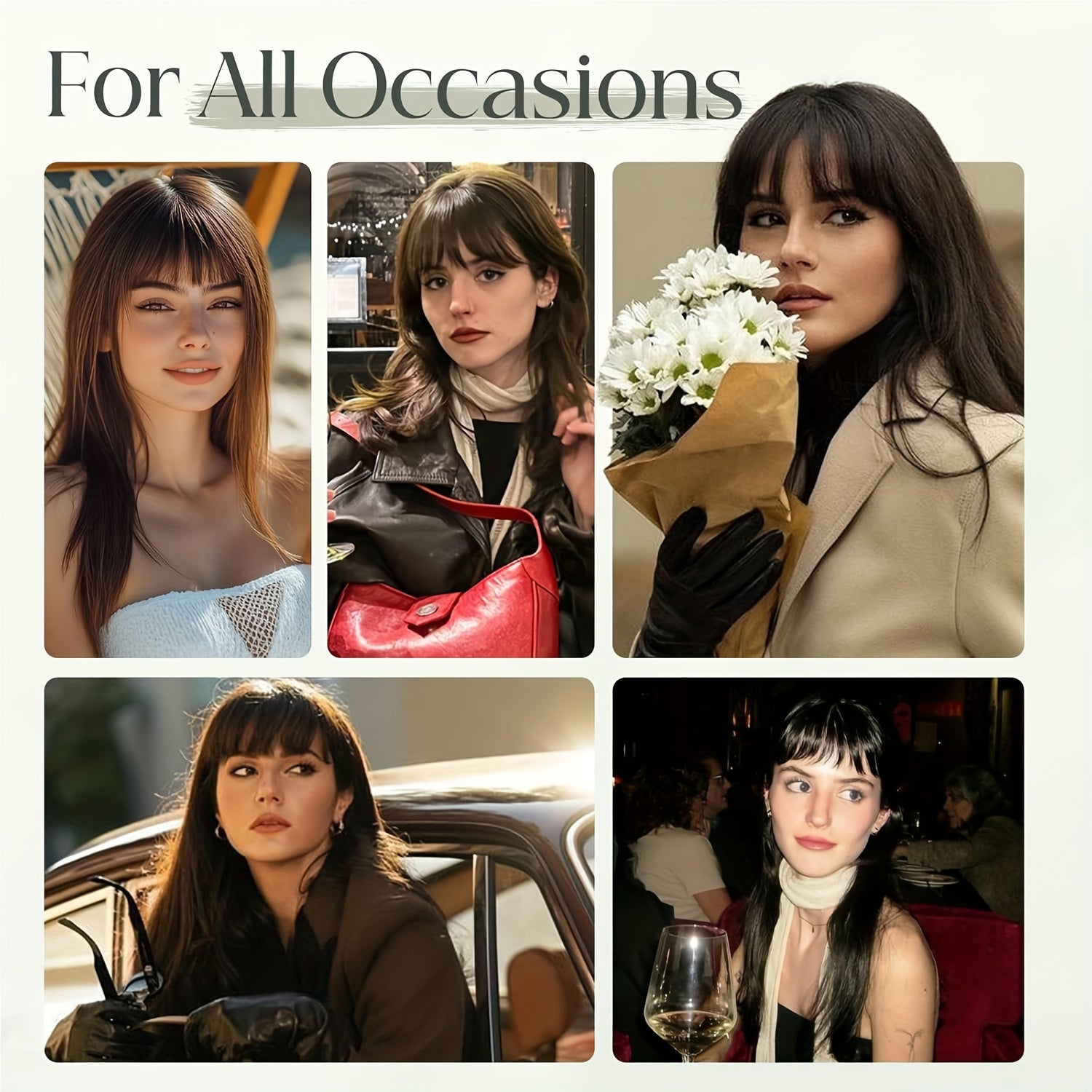 Real Human Hair Clip-In Fringe Bangs with Temples - 100% Real Human Hair Straight Hairpiece for Women, Elegant Style for Wedding, Party, Daily Use & Halloween/Christmas Hair, Cute Hair Accessories, Party Hairpiece, Natural Look Hairpiece