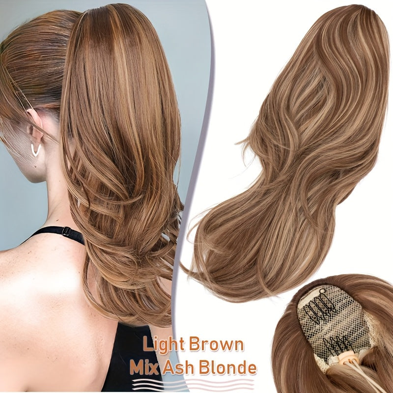 Luxurious 55.88cm Fluffy Layered Ponytail Extension - Extra Thick Straight Clip-In Hairpiece for Women, Natural-Looking Drawstring Design, Perfect for Daily Wear & Parties, Party Hair Accessory | Voluminous Hair Extension | Glossy Finish, Hair Accessories