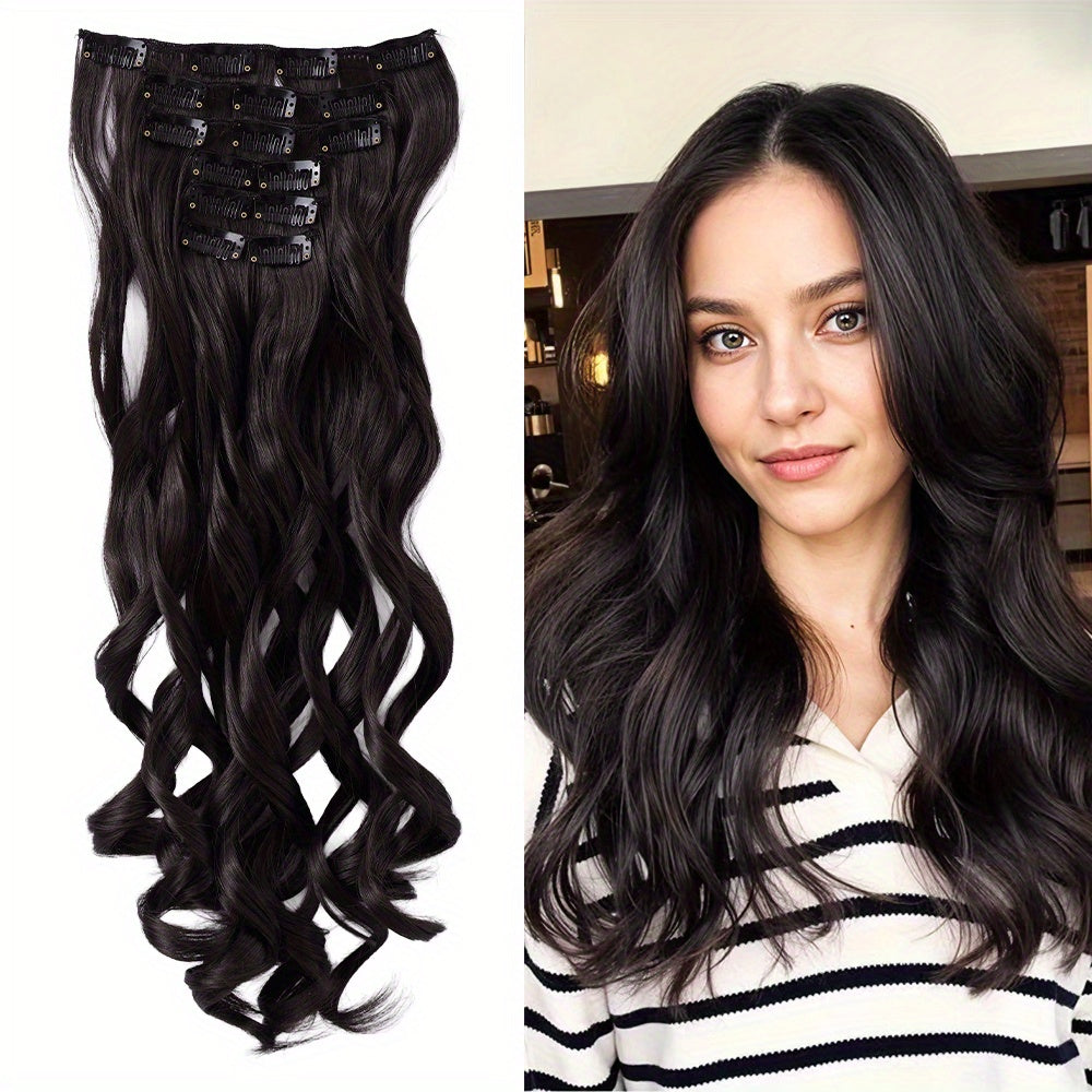 Removable Hair Topper, Hair Topper for Women, Hair Extensions Clip in 6pcs/ 7pcs Brown Hair Extension Long Wavy Full Head Clip in Hair Extension Hair Pieces for Women, Blonde Hair Topper, Wig Tools
