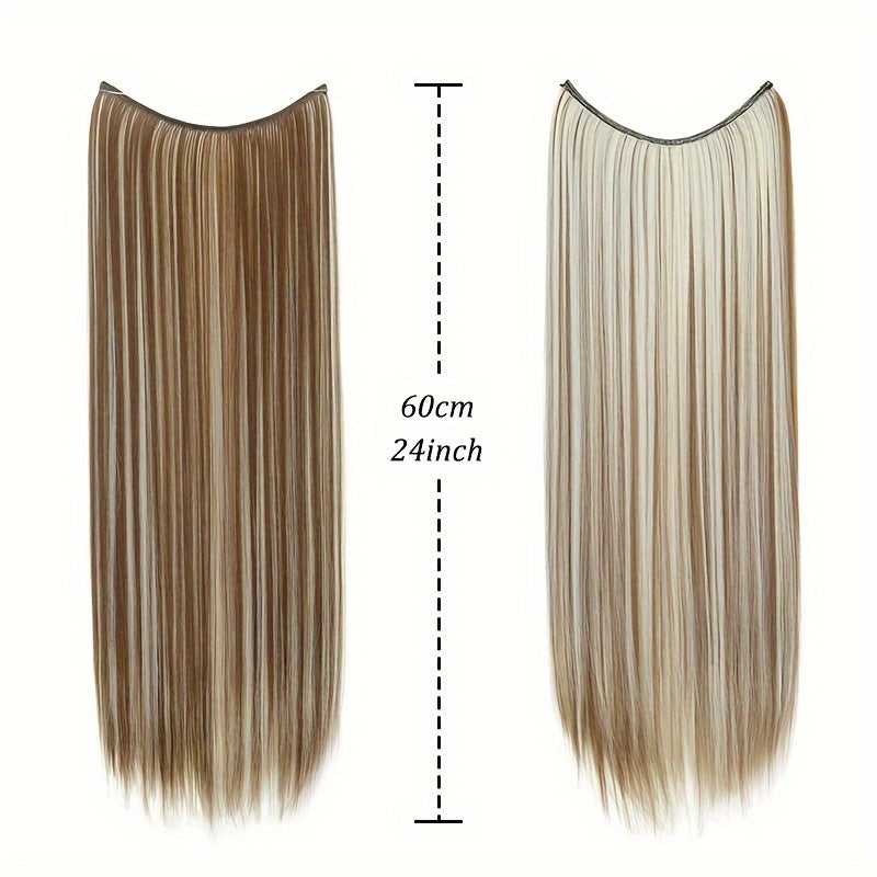 Invisible Synthetic Fishing Line Hair Extensions - Long, Straight Wig Piece for Women, Multi-Color Options (Blonde, Dark Blonde, Light Brown, Medium Brown, Dark Brown, Black), Perfect for Daily and Party Wear, Wig Accessories