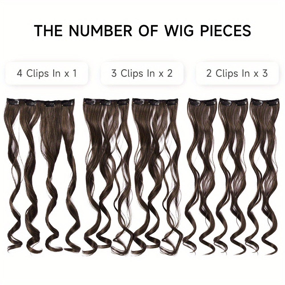 Removable Hair Topper, Hair Topper for Women, Hair Extensions Clip in 6pcs/ 7pcs Brown Hair Extension Long Wavy Full Head Clip in Hair Extension Hair Pieces for Women, Blonde Hair Topper, Wig Tools
