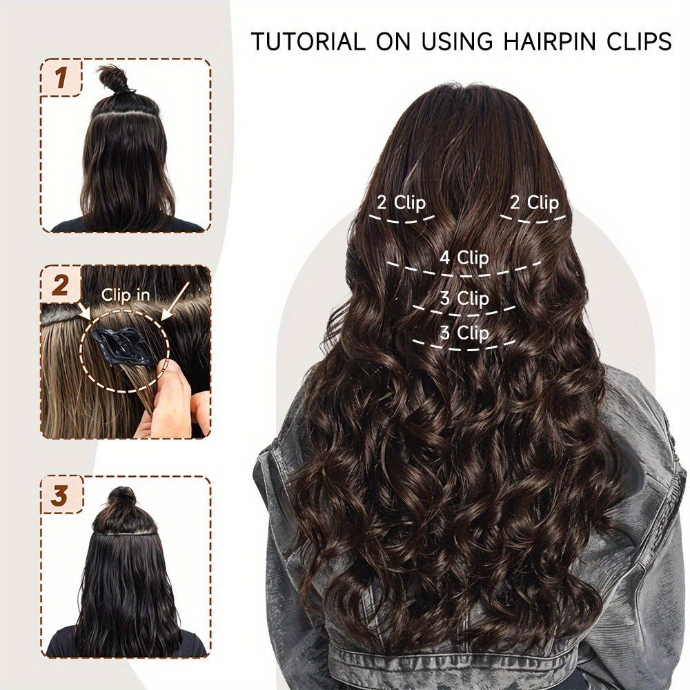 Removable Hair Topper, Hair Topper for Women, Hair Extensions Clip in 6pcs/ 7pcs Brown Hair Extension Long Wavy Full Head Clip in Hair Extension Hair Pieces for Women, Blonde Hair Topper, Wig Tools