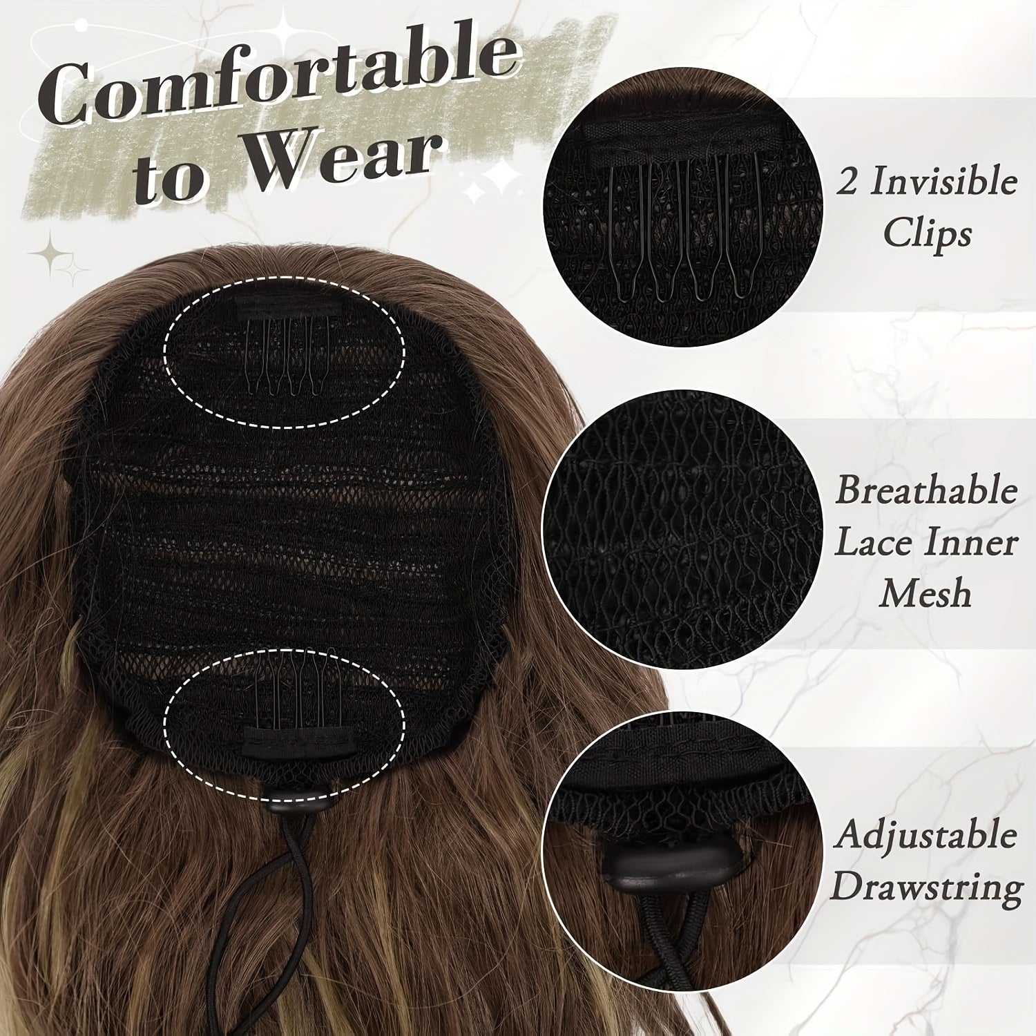 [Wavy Ponytail] 26" Long Heat-Resistant Synthetic Wavy Ponytail Extension for Women | Clip-In Design, Voluminous Curly Wave Style, Black Hairpiece, Secure Clipin Attachment
