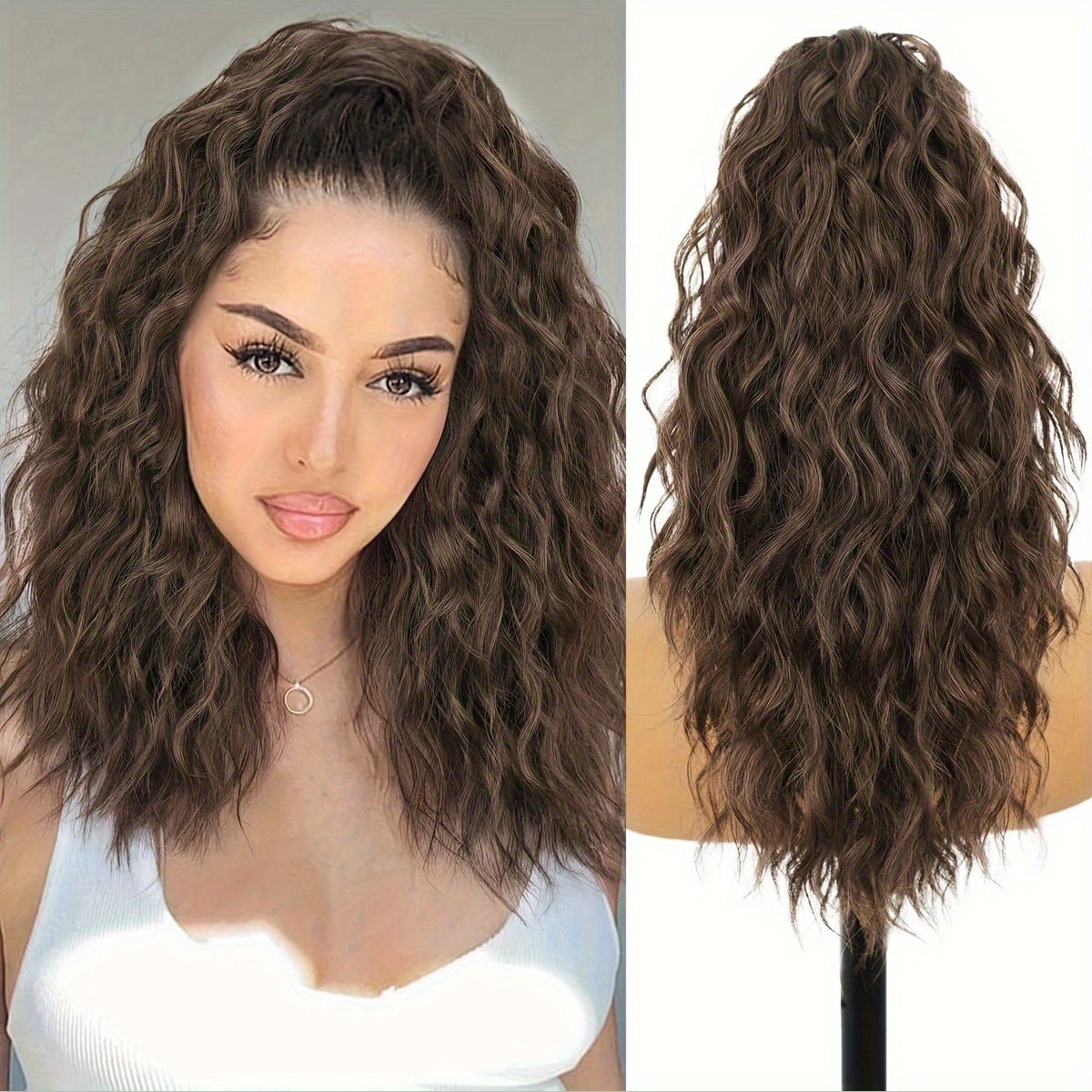 Ombre Color Claw Ponytail Extension Hair Accessories 35.56 cm Long Wave Heat Resistant Fiber Synthetic Ponytail Hairpiece for Women Daily Used
