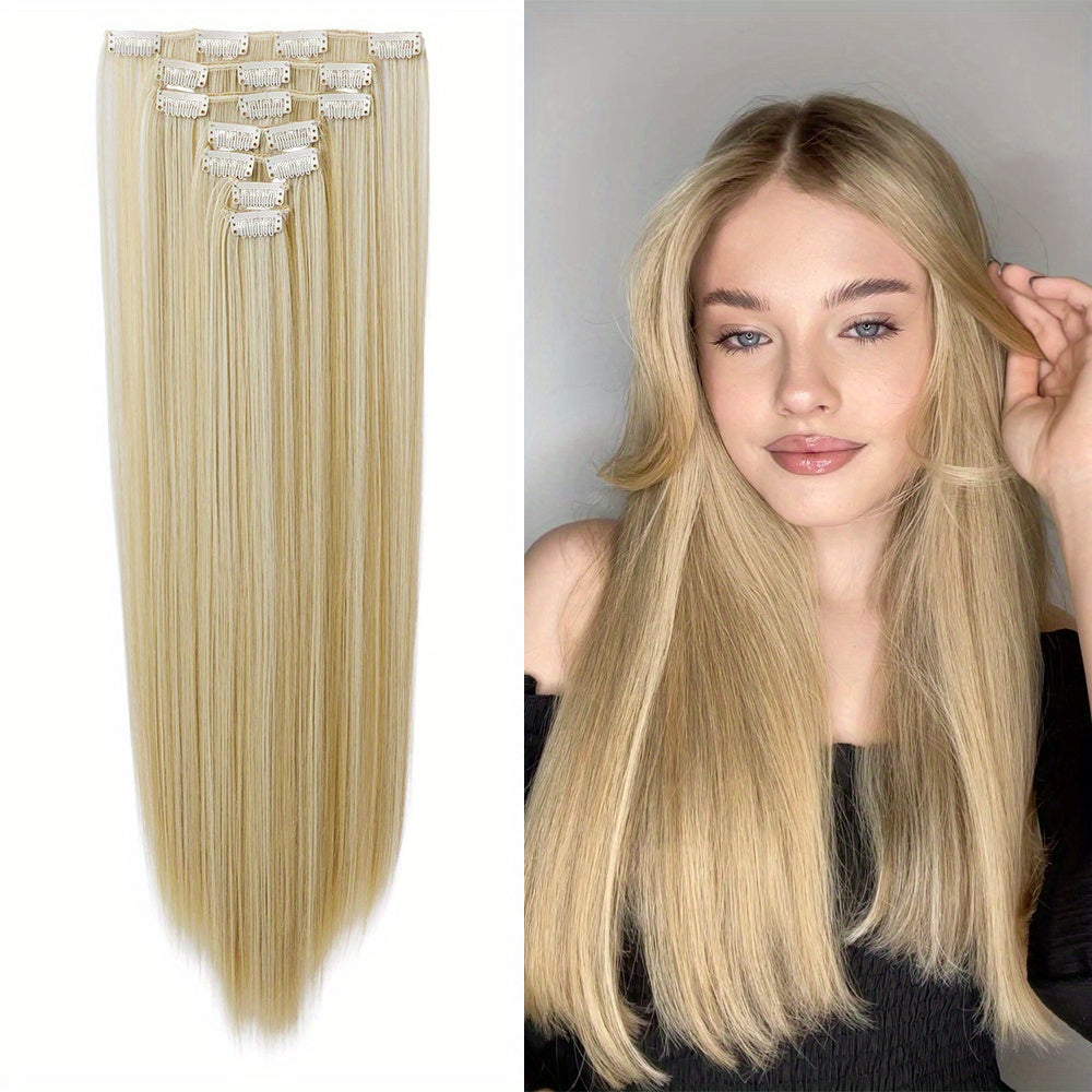 Removable Hair Topper, Hair Topper for Women, Hair Extensions Clip in 6pcs/ 7pcs Brown Hair Extension Long Wavy Full Head Clip in Hair Extension Hair Pieces for Women, Blonde Hair Topper, Wig Tools