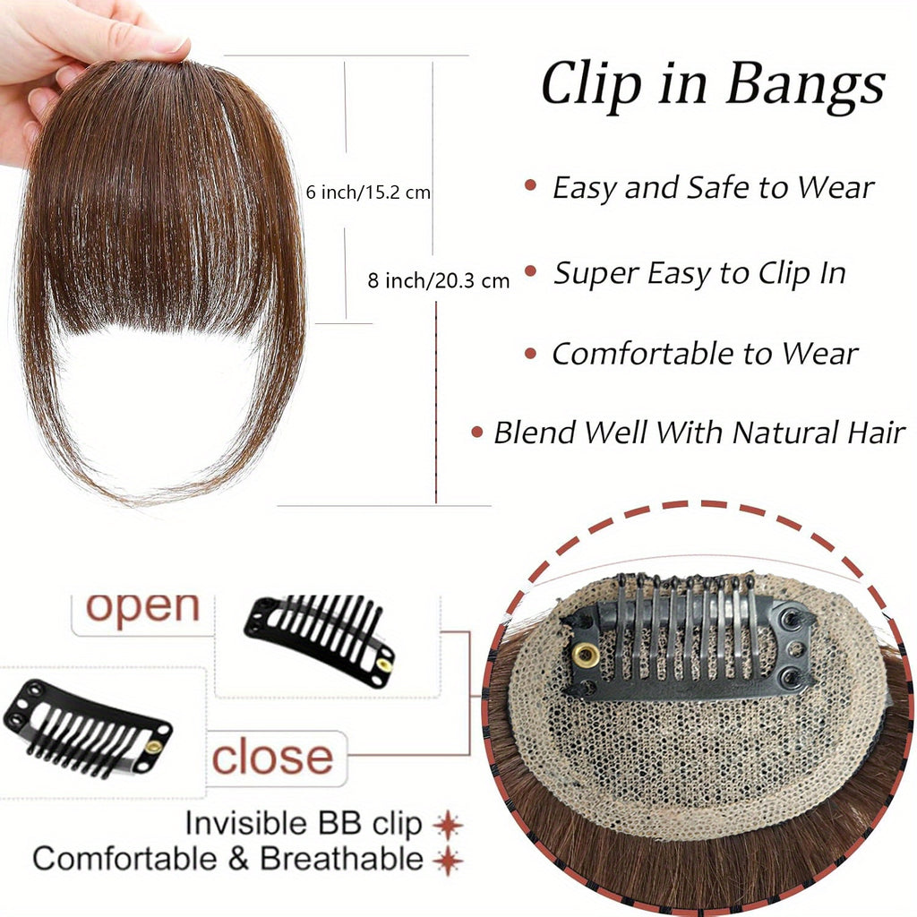 Bangs Hair Clip for Women-Straight Hair Clip In Bangs with Sideburns and No Sideburns Mixed Packaging 100% Human Hair Piece